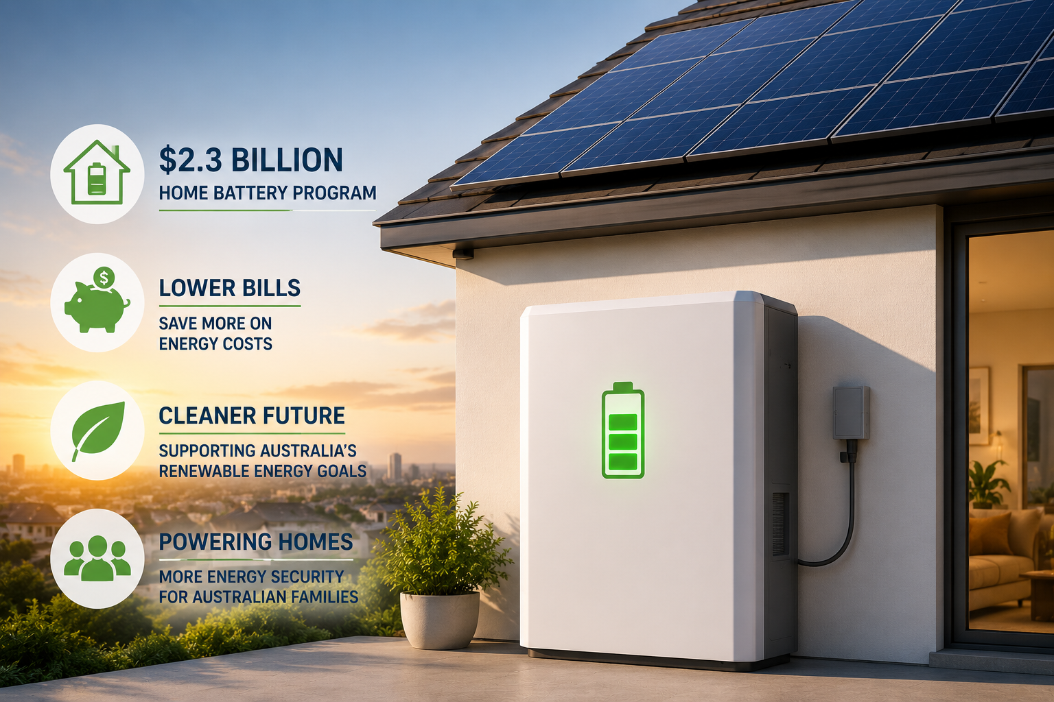Solar-Powered Home at Sunset