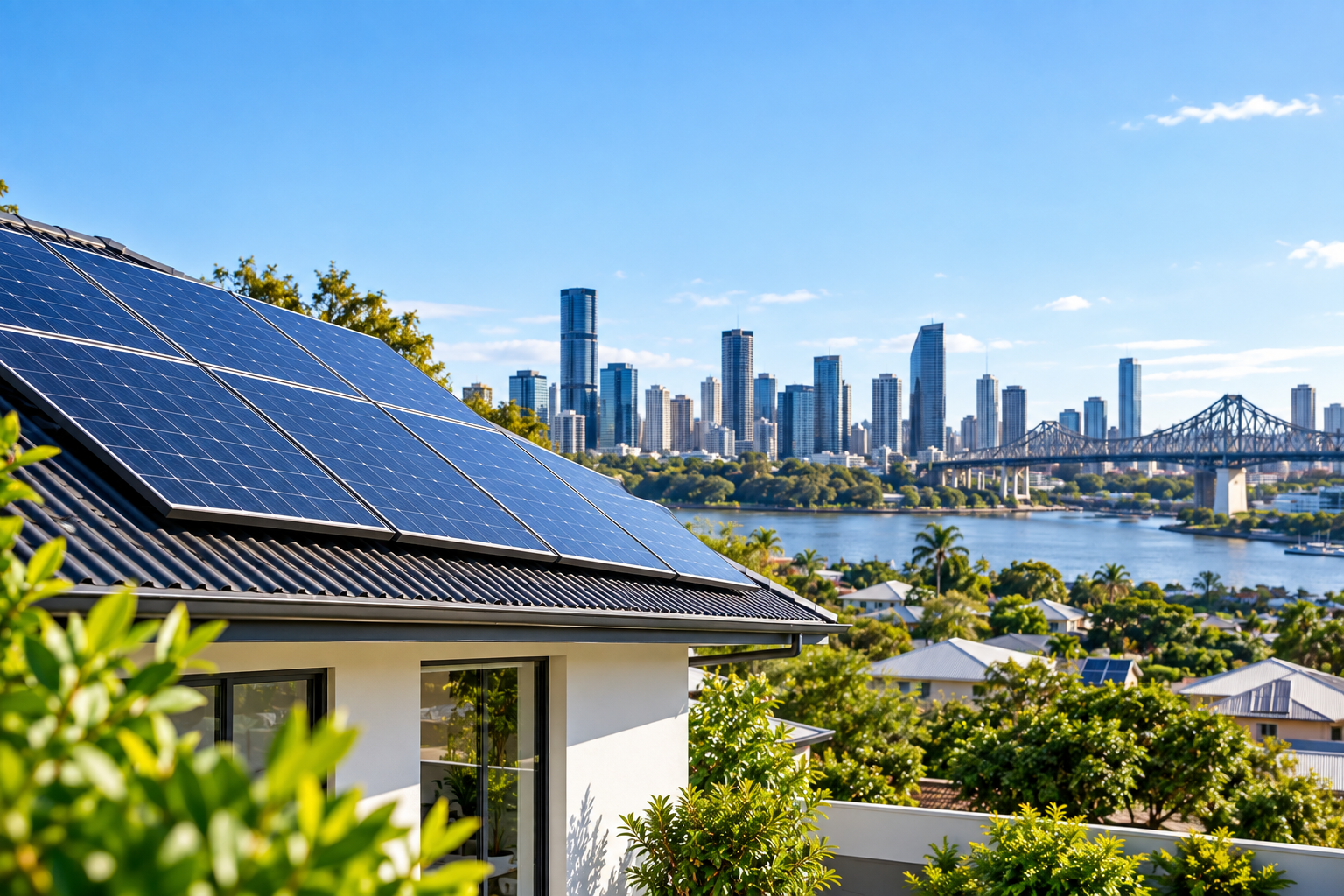 Solar Rooftop Overlooking City and River