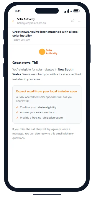 Homeowner confirmation email preview
